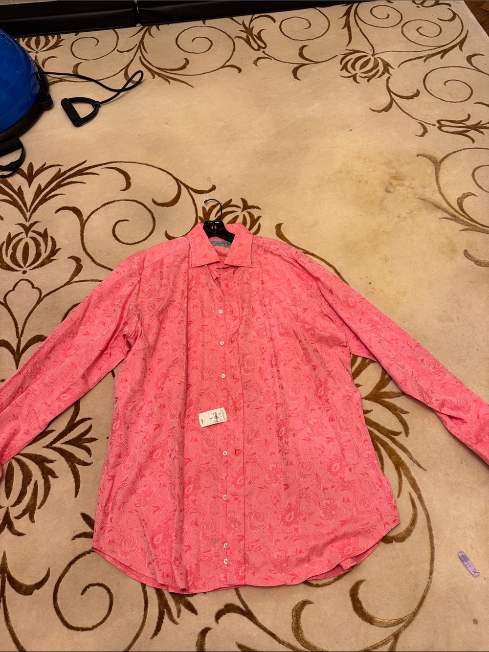 Neiman Marcus Coral Paisley Dress Shirt
